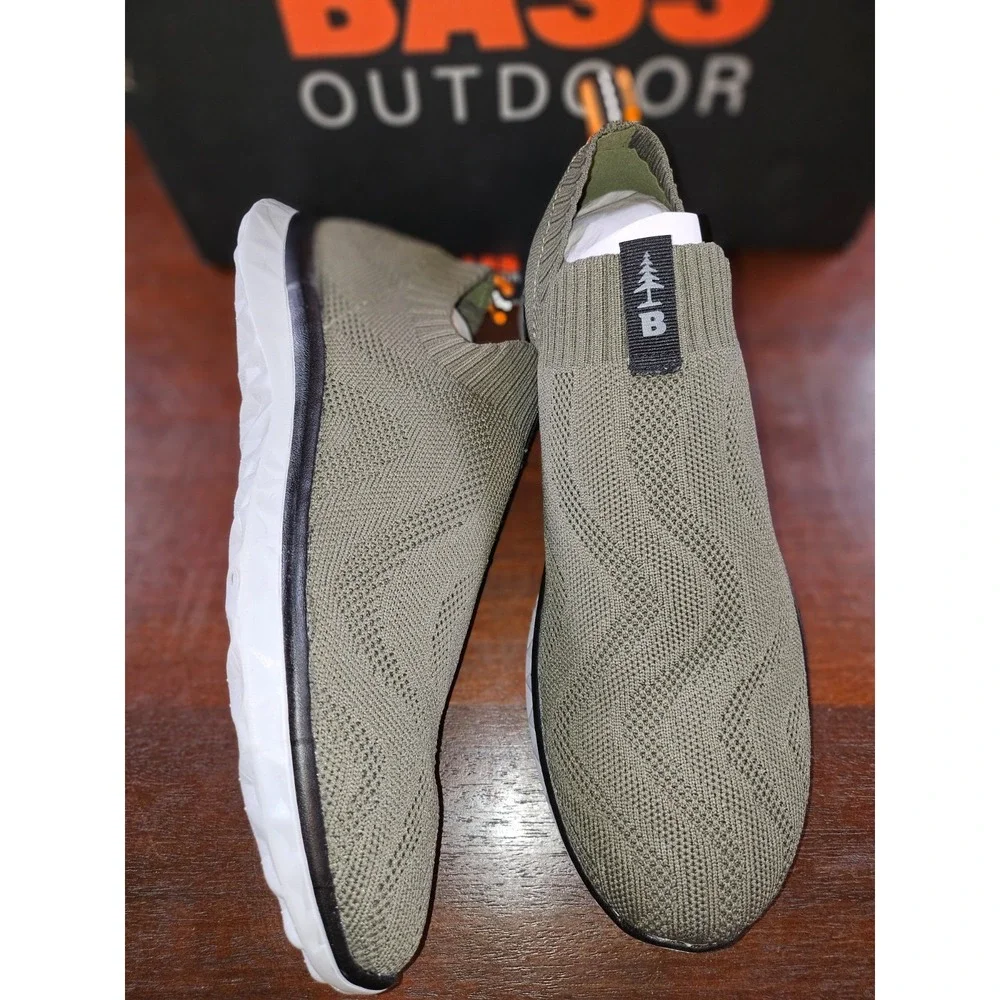 Bass Outdoor Men's Hex Knit Pull On Hiking Shoes Size 9 Deep Lchn Olive Green